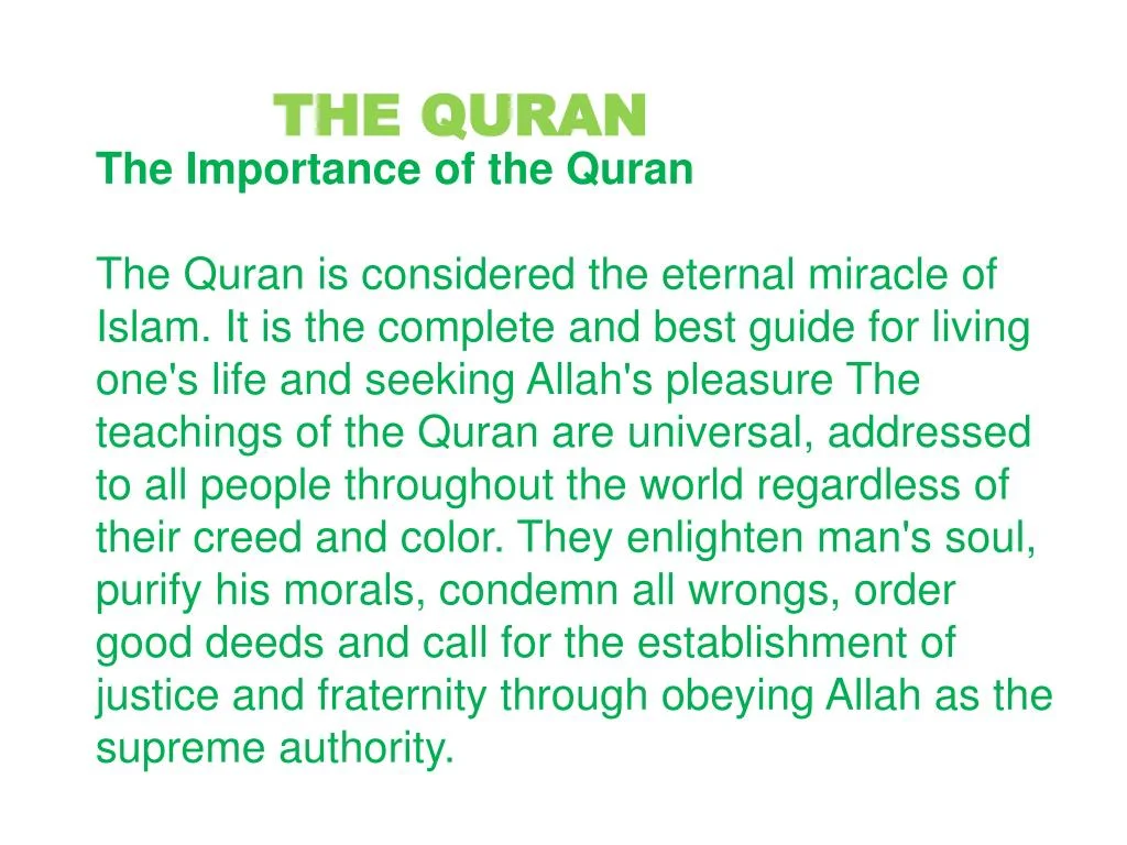 The Significance of the Quran