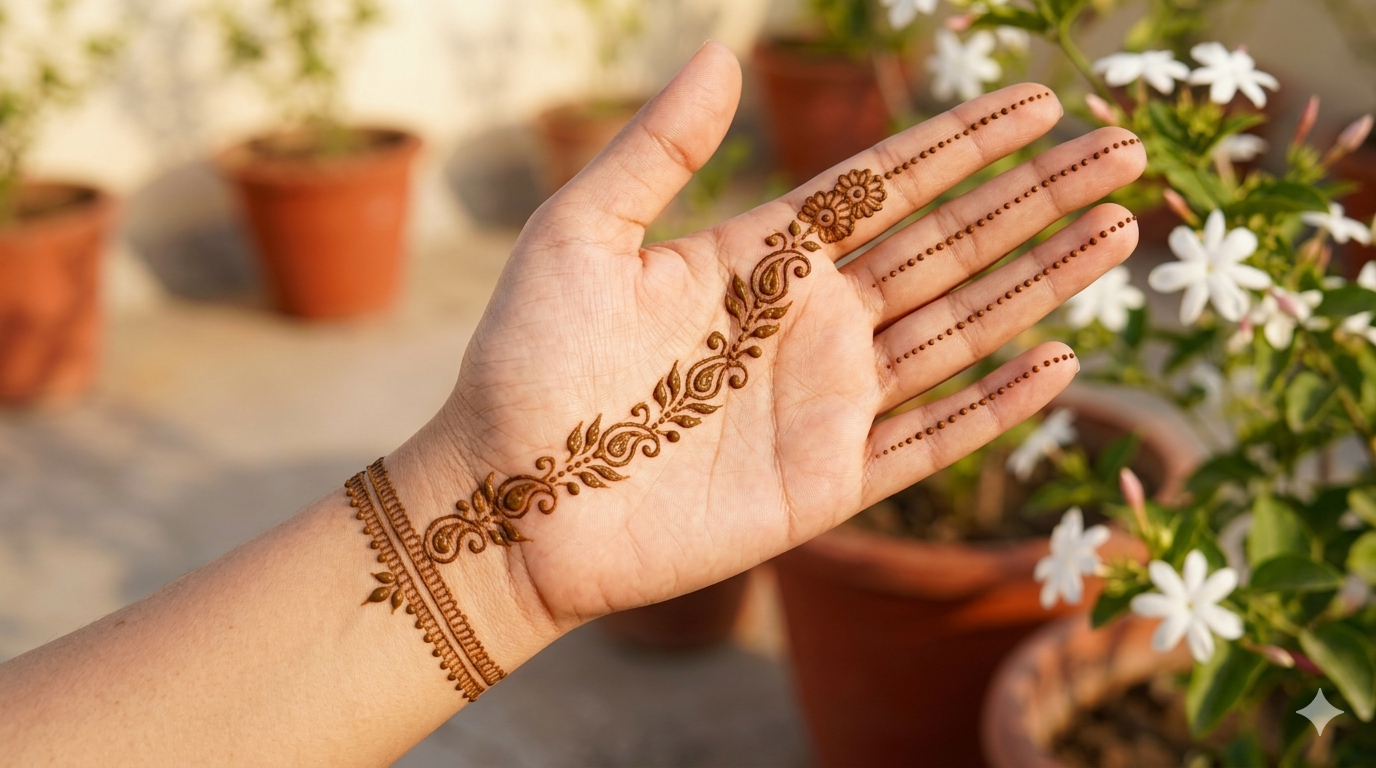 Simple Mehndi Design Front Hand
