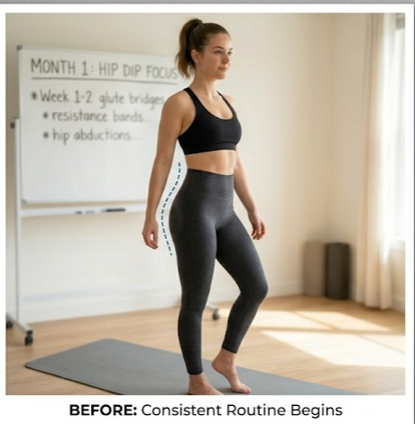 Hip Dip Correction Exercises Before and After