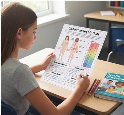 Puberty Education Worksheets for School